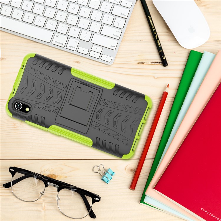 Custodia Combinata PC + TPU Anti-slip Con Cavalletto Per Xiaomi Redmi 7A - Verde