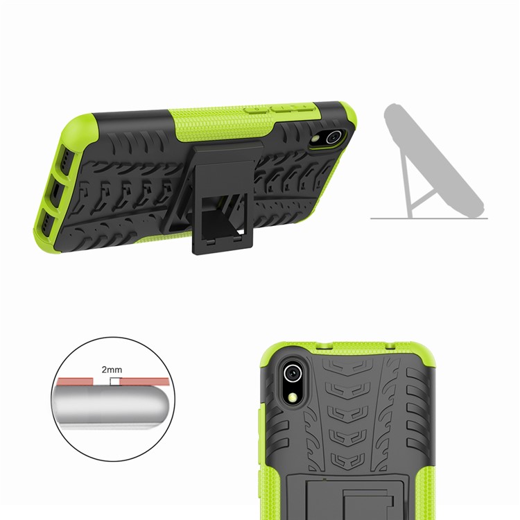 Anti-slip-pc + Tpu-combo-combo-fall Mit Kickstand Für Xiaomi Redmi 7A - Grün