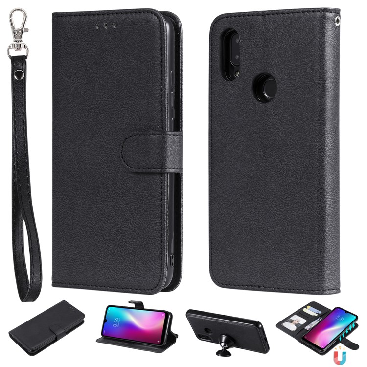 Magnetic Detachable 2-in-1 Leather Wallet Case for Xiaomi Redmi 7 / Redmi Y3 - Black-1