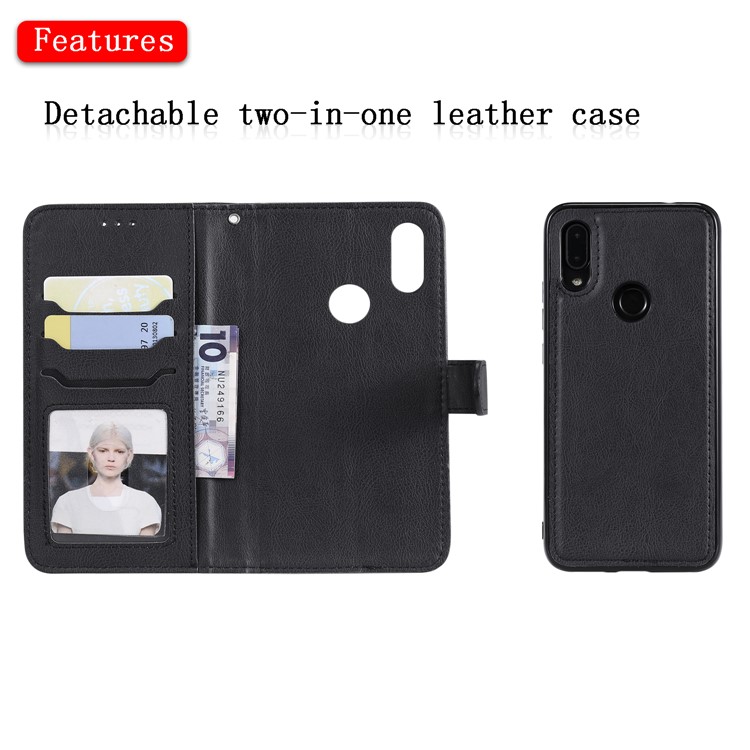 Magnetic Detachable 2-in-1 Leather Wallet Case for Xiaomi Redmi 7 / Redmi Y3 - Black-4