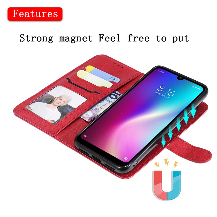 Magnetic Detachable 2-in-1 Leather Wallet Case for Xiaomi Redmi 7 / Redmi Y3 - Red-6