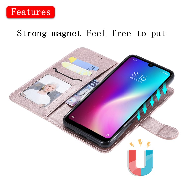 Magnetic Detachable 2-in-1 Leather Wallet Case for Xiaomi Redmi 7 / Redmi Y3 - Rose Gold-6