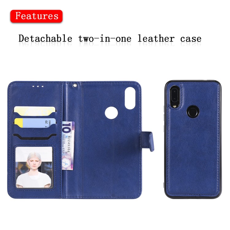 Magnetic Detachable 2-in-1 Leather Wallet Case for Xiaomi Redmi 7 / Redmi Y3 - Blue-4