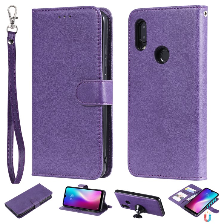 Magnetic Detachable 2-in-1 Leather Wallet Case for Xiaomi Redmi 7 / Redmi Y3 - Purple-1