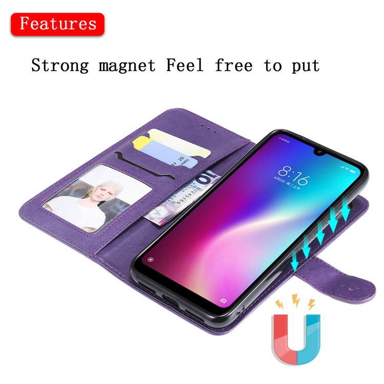 Magnetic Detachable 2-in-1 Leather Wallet Case for Xiaomi Redmi 7 / Redmi Y3 - Purple-6