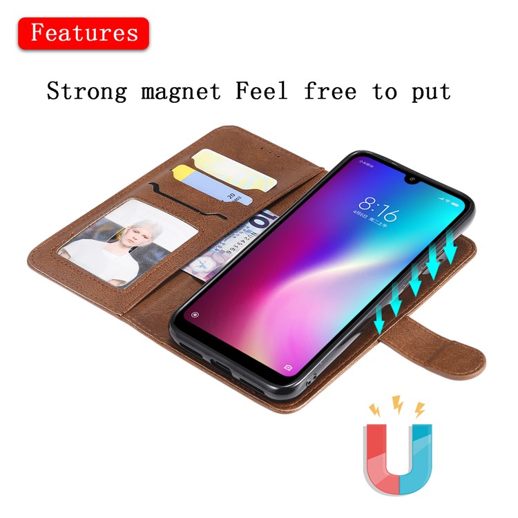 Magnetic Detachable 2-in-1 Leather Wallet Case for Xiaomi Redmi 7 / Redmi Y3 - Brown-6