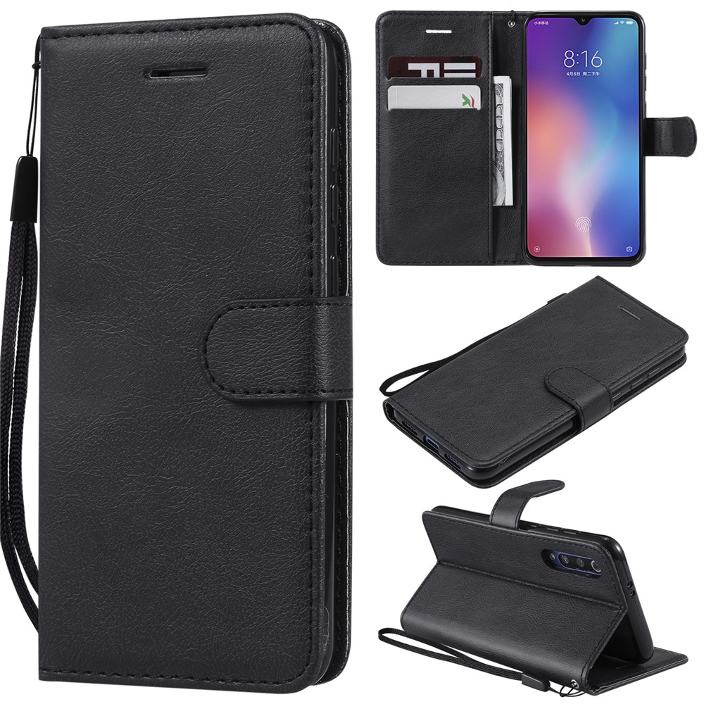 Wallet Leather Stand Case for Xiaomi Mi 9 SE - Black-1
