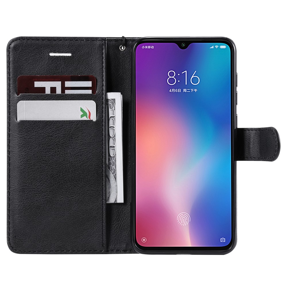 KT Leather Series-2 Wallet Stand Case Para Xiaomi Mi 9 SE - Negro