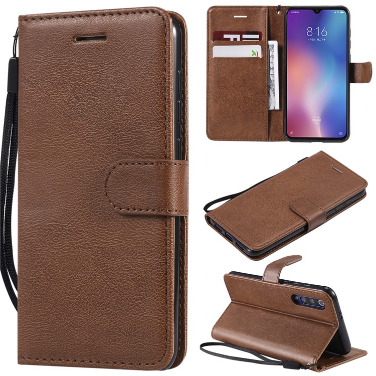 Wallet Leather Stand Case for Xiaomi Mi 9 SE - Brown-1