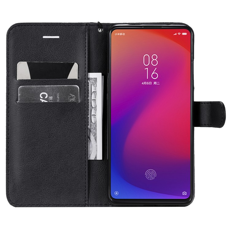 Solid Color Wallet Stand Leather Case for Xiaomi Redmi K20/K20 Pro - Black-4
