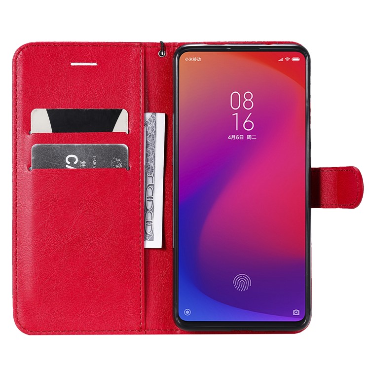 Solid Color Wallet Stand Leather Case for Xiaomi Redmi K20/K20 Pro - Red-4