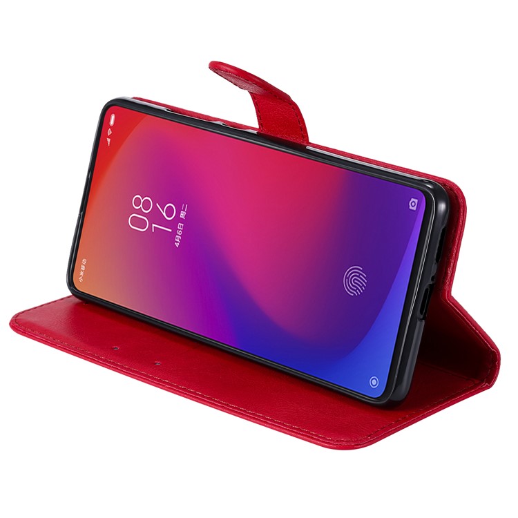 Solid Color Wallet Stand Leather Case for Xiaomi Redmi K20/K20 Pro - Red-5
