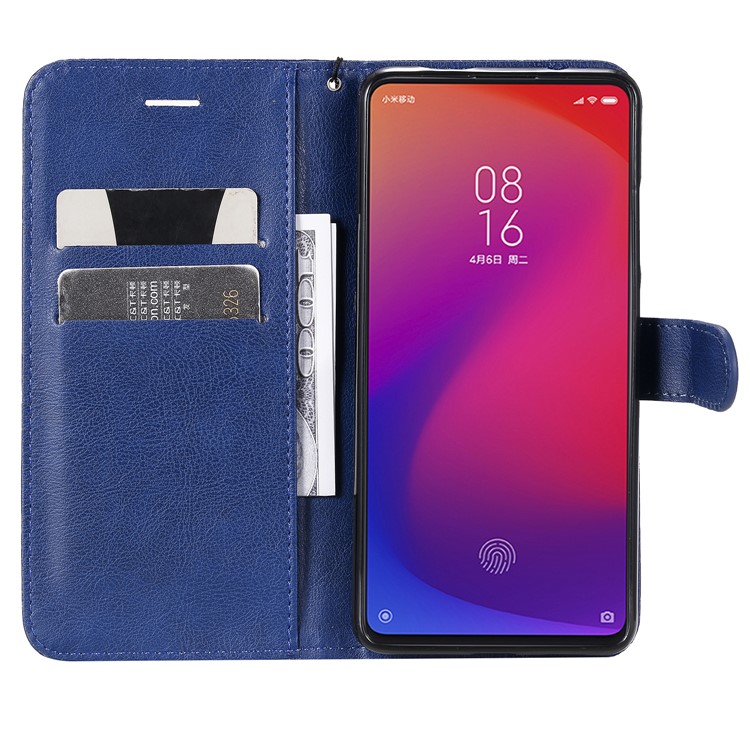 Solid Color Wallet Stand Leather Case for Xiaomi Redmi K20/K20 Pro - Blue-4