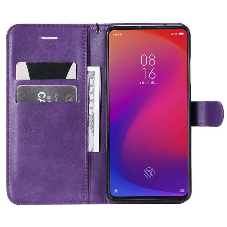 Solid Color Wallet Stand Leather Case for Xiaomi Redmi K20/K20 Pro - Purple-4