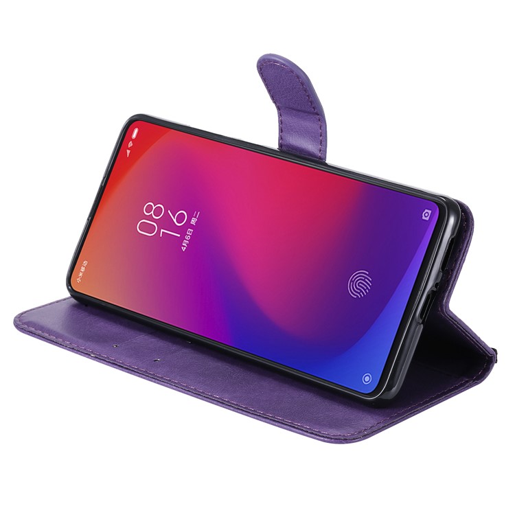 Solid Color Wallet Stand Leather Case for Xiaomi Redmi K20/K20 Pro - Purple-6