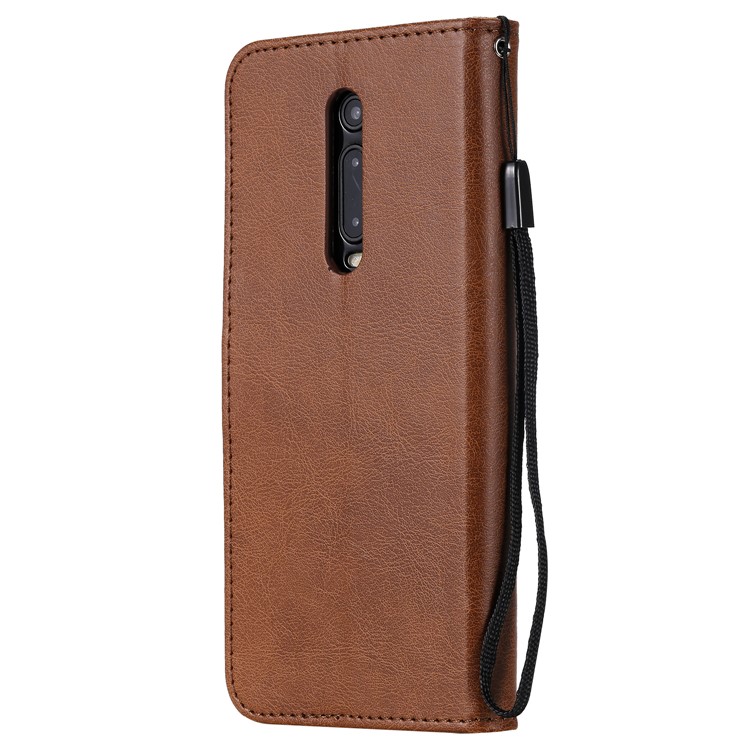 Solid Color Wallet Stand Leather Case for Xiaomi Redmi K20/K20 Pro - Brown-3