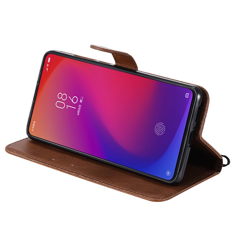 Solid Color Wallet Stand Leather Case for Xiaomi Redmi K20/K20 Pro - Brown-5