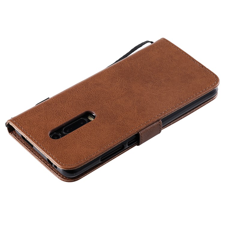 Solid Color Wallet Stand Leather Case for Xiaomi Redmi K20/K20 Pro - Brown-8