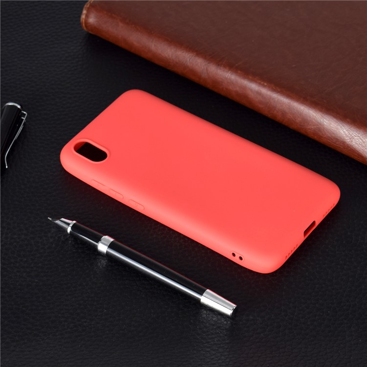 Custodia TPU Glassata Morbida a Colore Solido Per Xiaomi Redmi 7A - Rosso