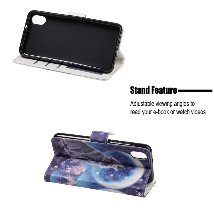 3D Printing Style Leather Mobile Phone Case Cover for Xiaomi Redmi 7A - Wolf and Moonlight-7