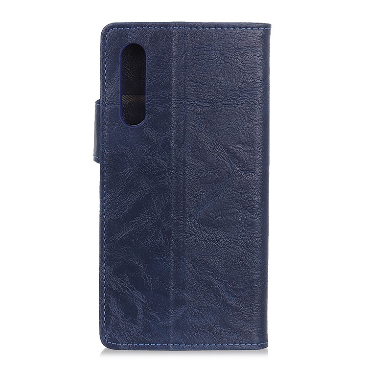 S Shape Crazy Horse Wallet Leather Case with Stand Protective Phone Case for Xiaomi Mi CC9e / Mi A3 - Dark Blue-3