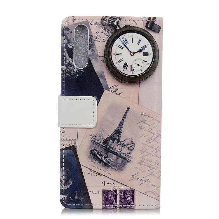 Pattern Printing PU Leather Wallet Phone Case for Xiaomi Mi CC9e/Mi A3 - Eiffel Tower and Letters-2