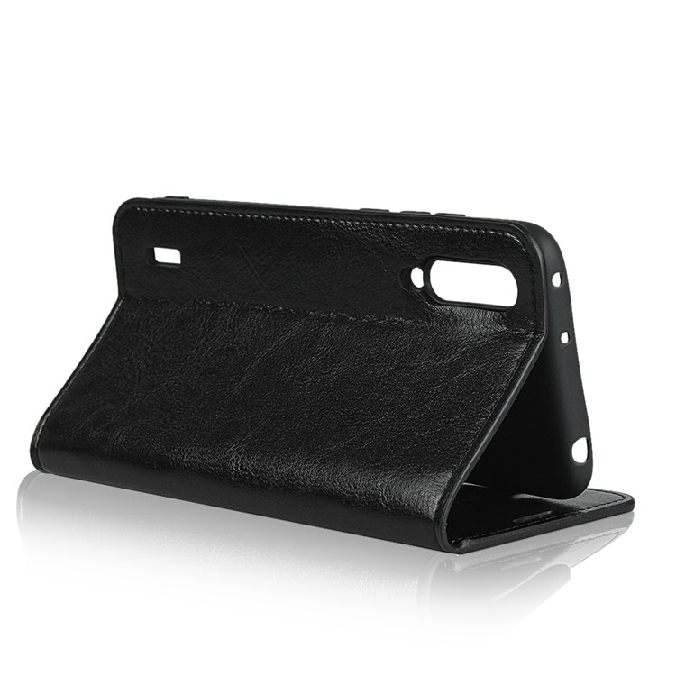 Crazy Horse Genuine Leather Wallet Stand Phone Case for Xiaomi Mi CC9 / Mi CC9 Meitu Edition/ Mi 9 Lite - Black-5