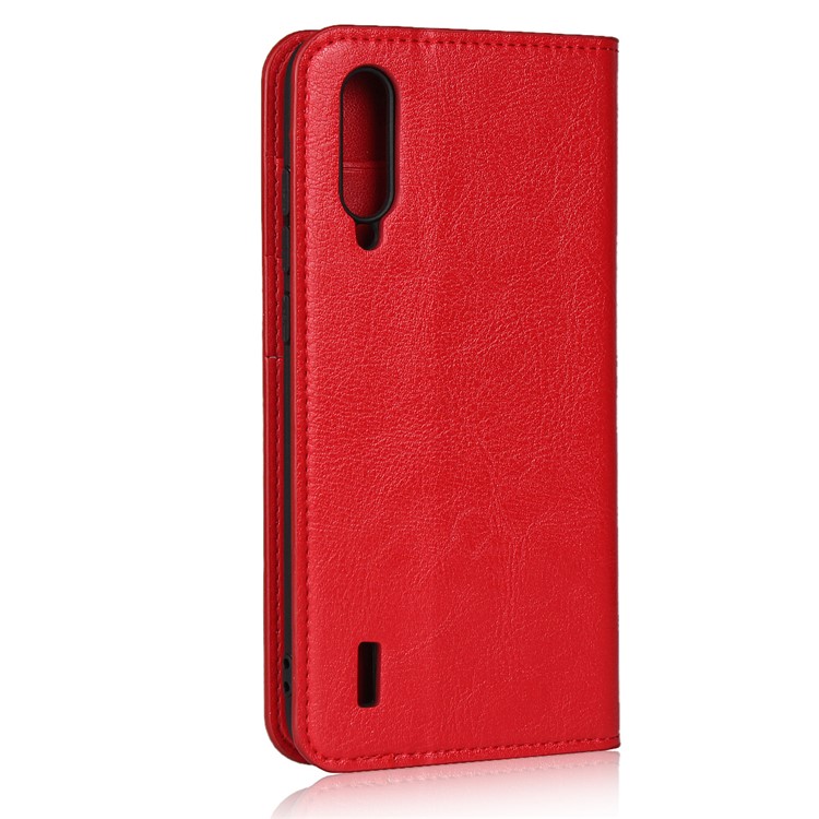 Crazy Horse Genuine Leather Wallet Stand Phone Case for Xiaomi Mi CC9 / Mi CC9 Meitu Edition/ Mi 9 Lite - Red-3