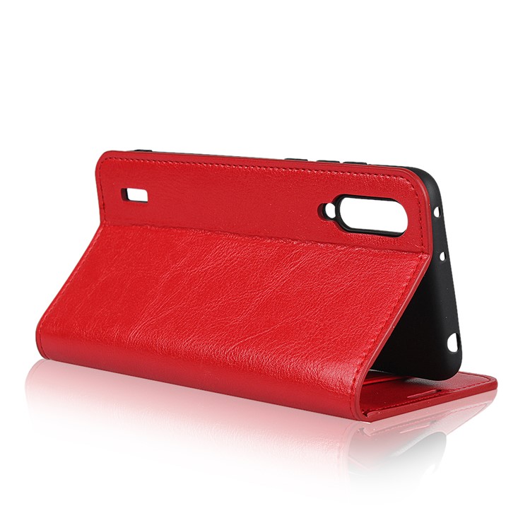 Crazy Horse Genuine Leather Wallet Stand Phone Case for Xiaomi Mi CC9 / Mi CC9 Meitu Edition/ Mi 9 Lite - Red-5