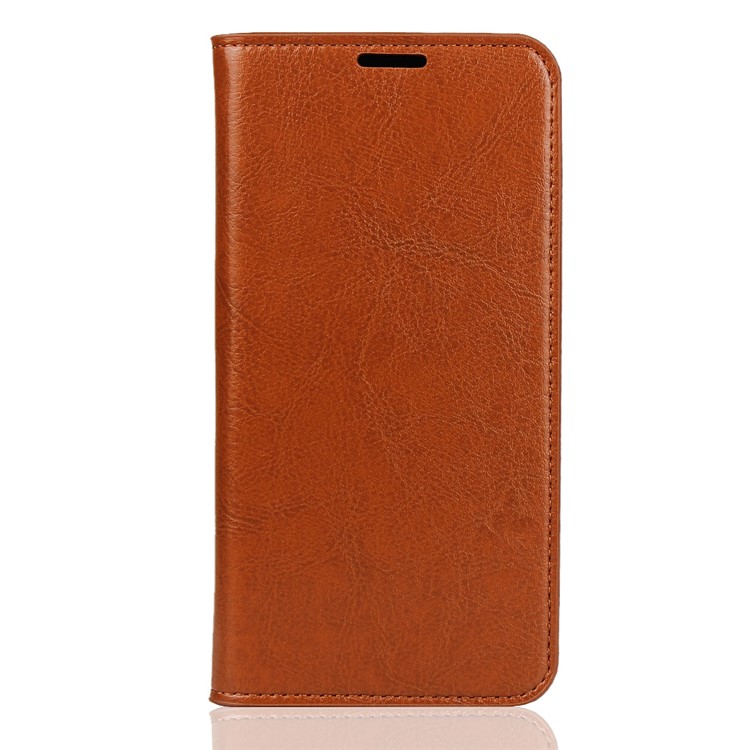 Crazy Horse Genuine Leather Wallet Stand Phone Case for Xiaomi Mi CC9 / Mi CC9 Meitu Edition/ Mi 9 Lite - Light Brown-2