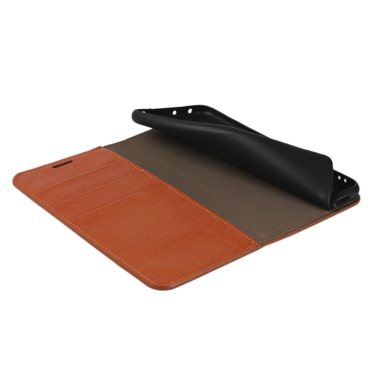 Crazy Horse Genuine Leather Wallet Stand Phone Case for Xiaomi Mi CC9 / Mi CC9 Meitu Edition/ Mi 9 Lite - Light Brown-6