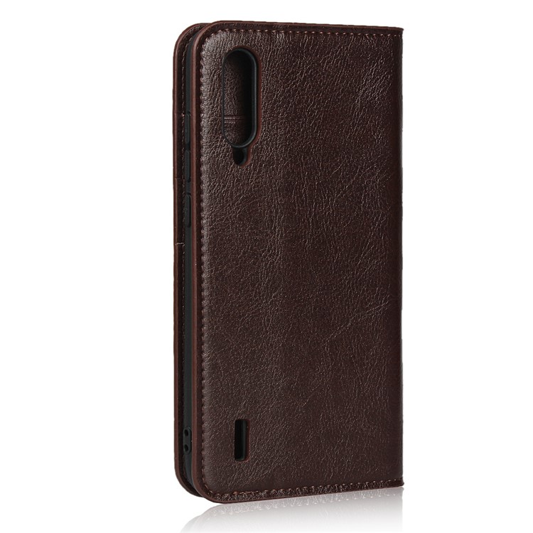 Crazy Horse Genuine Leather Wallet Stand Phone Case for Xiaomi Mi CC9 / Mi CC9 Meitu Edition/ Mi 9 Lite - Dark Brown-3