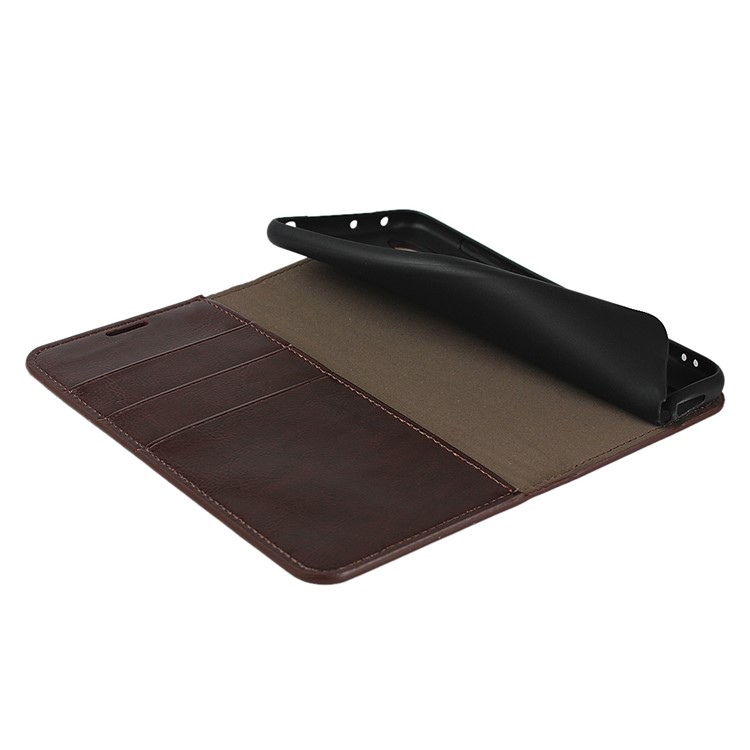 Crazy Horse Genuine Leather Wallet Stand Phone Case for Xiaomi Mi CC9 / Mi CC9 Meitu Edition/ Mi 9 Lite - Dark Brown-6
