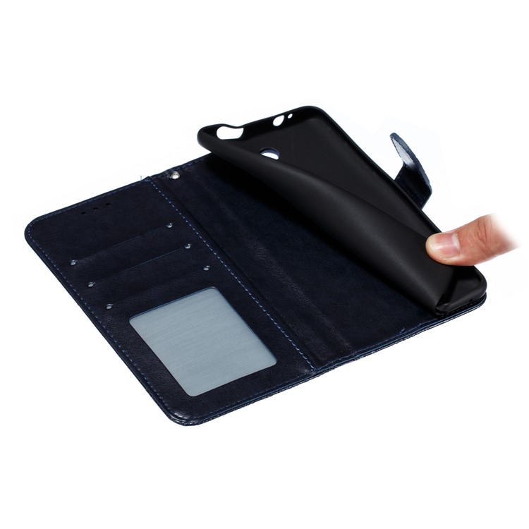 Portefeuille En Cuir De Texture De Dentelle De Texture De Dentelle De La Coquille Pour Xiaomi Redmi K20 / Mi 9T / K20 Pro / Mi 9T Pro - Bleu Foncé-10