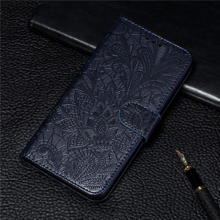 Portefeuille En Cuir De Texture De Dentelle De Texture De Dentelle De La Coquille Pour Xiaomi Redmi K20 / Mi 9T / K20 Pro / Mi 9T Pro - Bleu Foncé-11