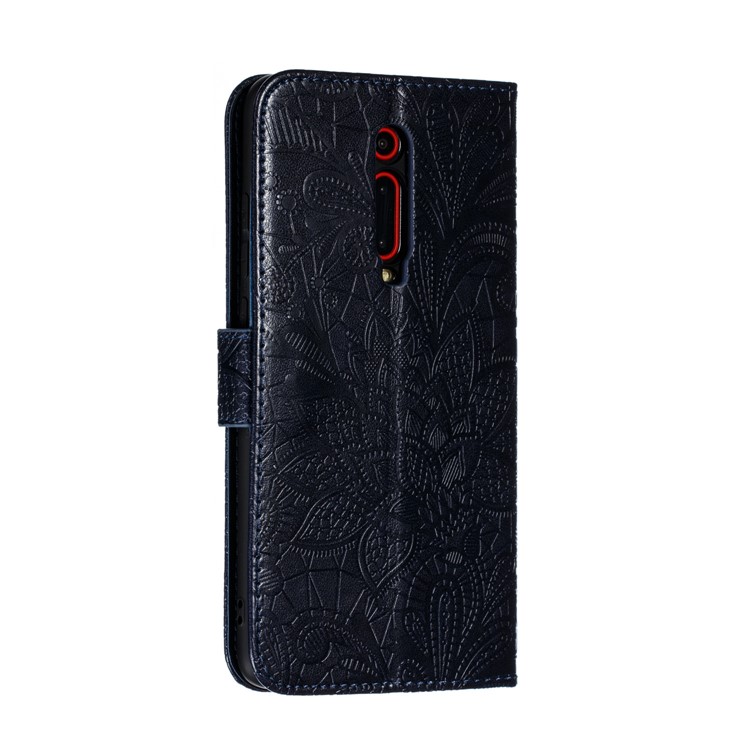 Portefeuille En Cuir De Texture De Dentelle De Texture De Dentelle De La Coquille Pour Xiaomi Redmi K20 / Mi 9T / K20 Pro / Mi 9T Pro - Bleu Foncé-4