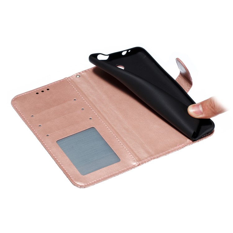 Imprinted Lace Flower Texture Leather Wallet Stand Casing Shell for Xiaomi Redmi K20 / Mi 9T / K20 Pro / Mi 9T Pro - Rose Gold-10