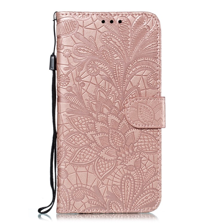 Imprinted Lace Flower Texture Leather Wallet Stand Casing Shell for Xiaomi Redmi K20 / Mi 9T / K20 Pro / Mi 9T Pro - Rose Gold-2