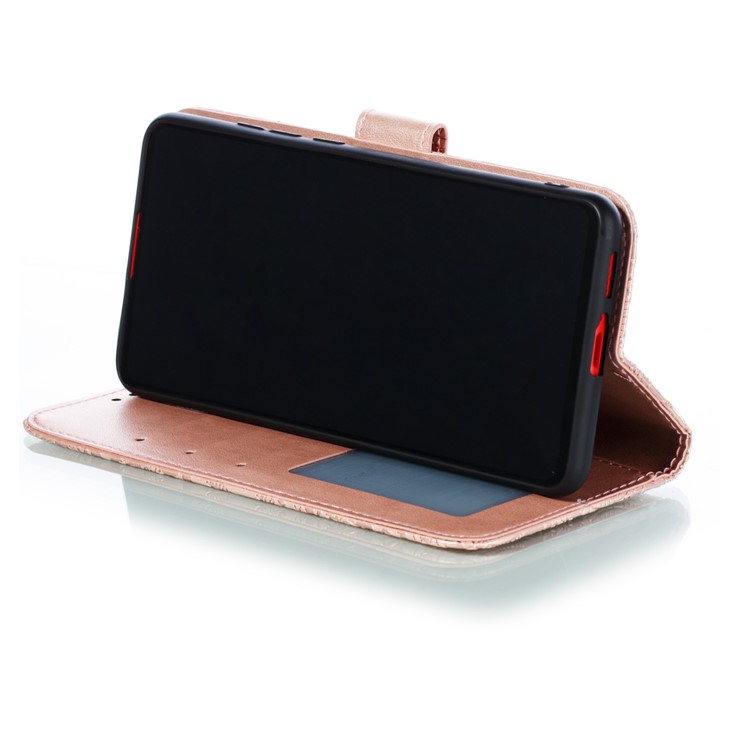 Imprinted Lace Flower Texture Leather Wallet Stand Casing Shell for Xiaomi Redmi K20 / Mi 9T / K20 Pro / Mi 9T Pro - Rose Gold-7