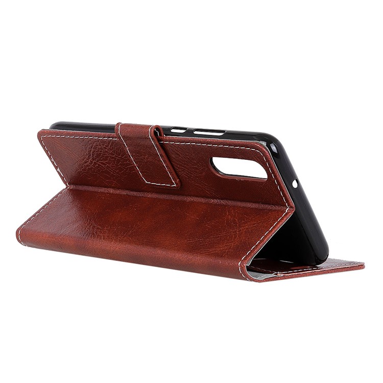 Crazy Horse Skin Vintage Leather Wallet Stand Casing Cover for Xiaomi Mi CC9e / Mi A3 - Brown-3
