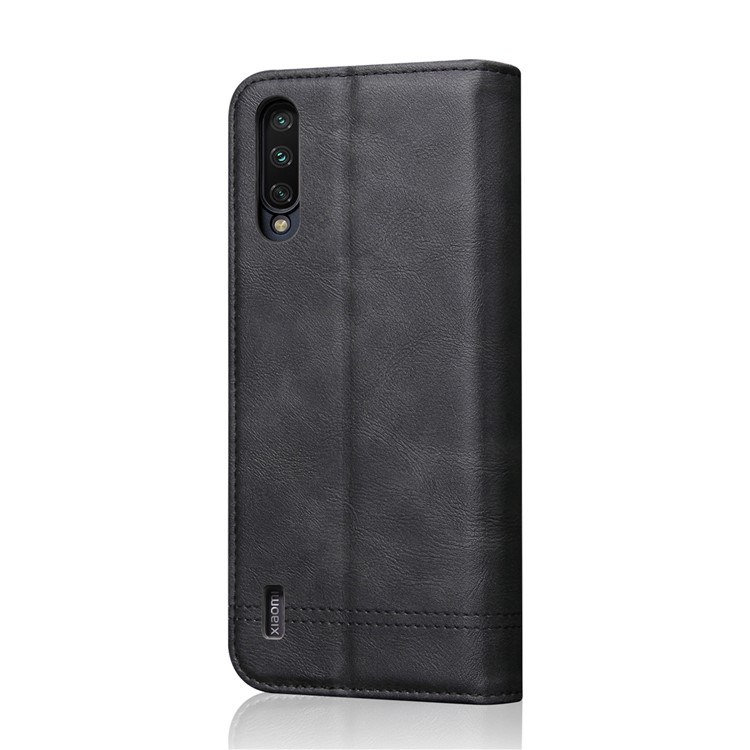 Retro Style Crazy Horse Leather Wallet Case for Xiaomi Mi CC9 / Mi CC9 Meitu Edition - Black-3