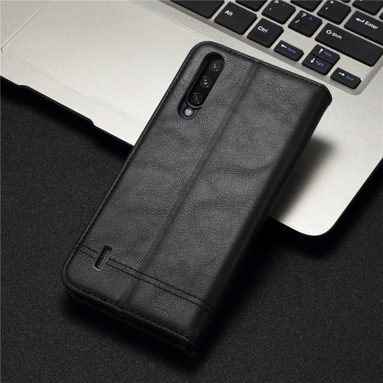 Retro Style Crazy Horse Leather Wallet Case for Xiaomi Mi CC9 / Mi CC9 Meitu Edition - Black-8