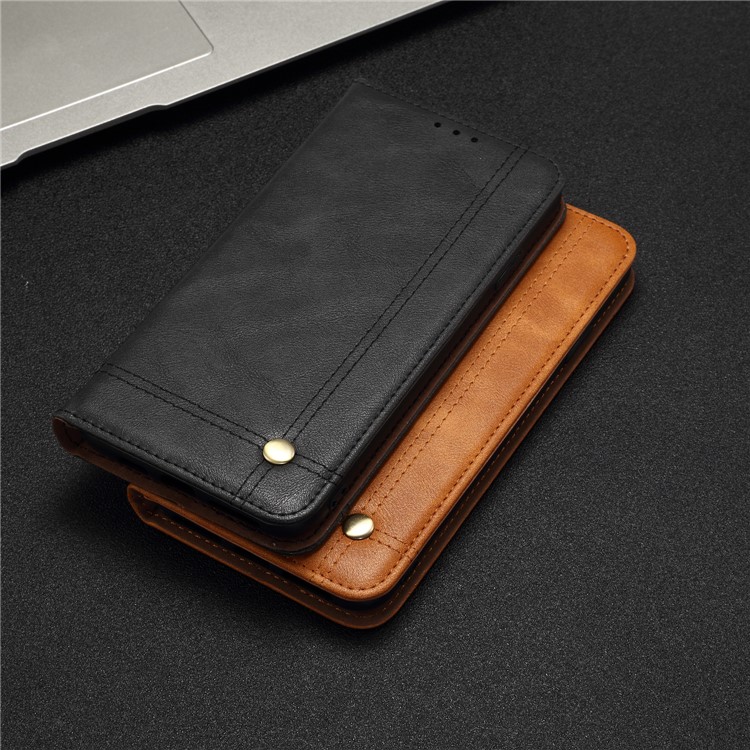 Retro Style Crazy Horse Leather Wallet Case for Xiaomi Mi CC9 / Mi CC9 Meitu Edition - Black-9