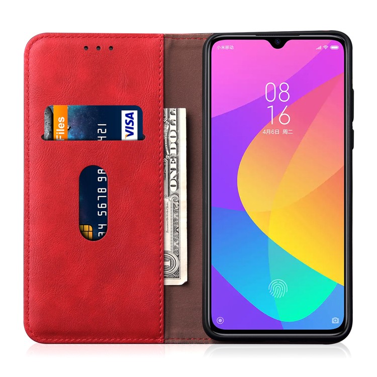 Retro Style Crazy Horse Leather Wallet Case for Xiaomi Mi CC9 / Mi CC9 Meitu Edition/ Mi 9 Lite - Red-4