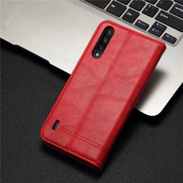 Retro Style Crazy Horse Leather Wallet Case for Xiaomi Mi CC9 / Mi CC9 Meitu Edition/ Mi 9 Lite - Red-8
