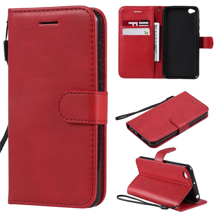Leather Stand Case with Card Slots for Xiaomi Redmi Go - Red-1