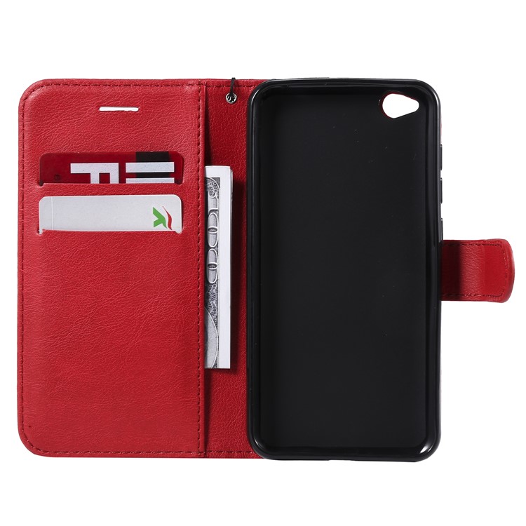 Leather Stand Case with Card Slots for Xiaomi Redmi Go - Red-4