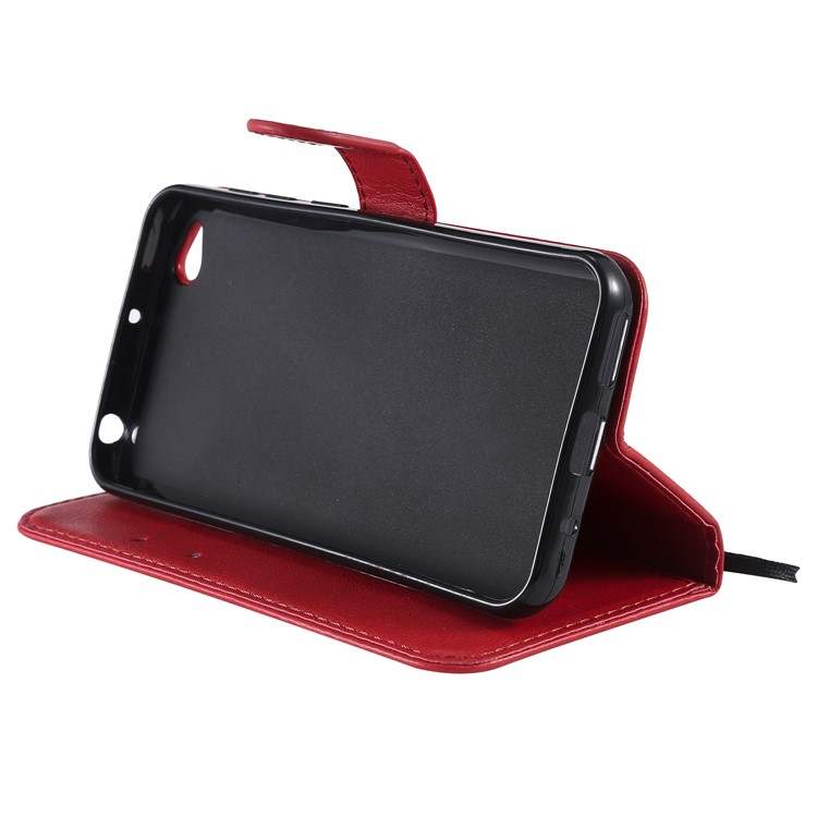 Leather Stand Case with Card Slots for Xiaomi Redmi Go - Red-6