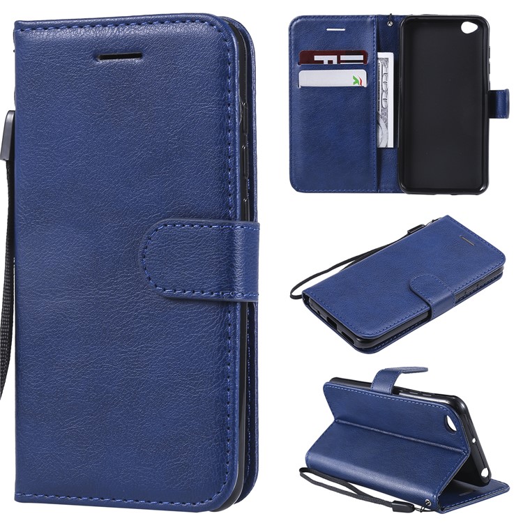 Leather Stand Case with Card Slots for Xiaomi Redmi Go - Blue-1