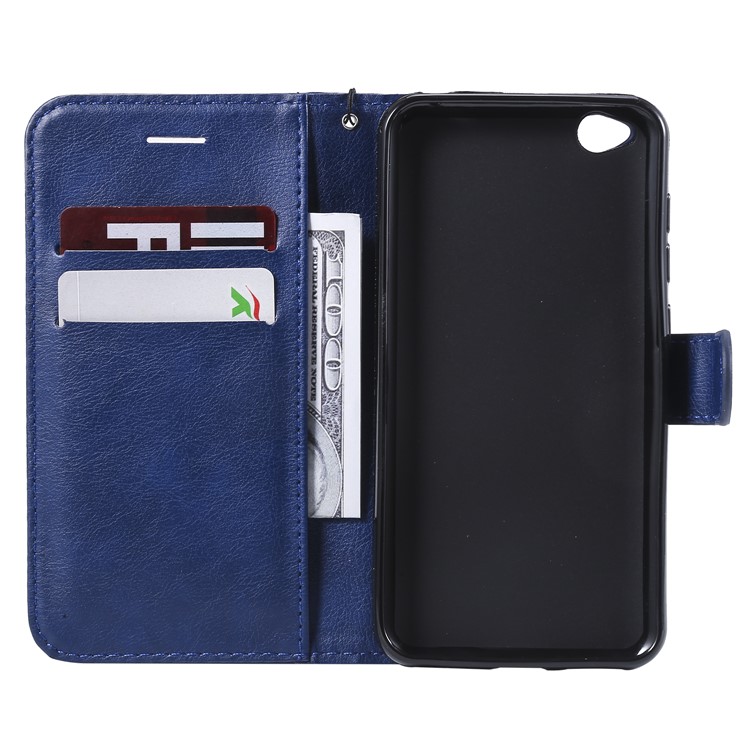 Leather Stand Case with Card Slots for Xiaomi Redmi Go - Blue-4